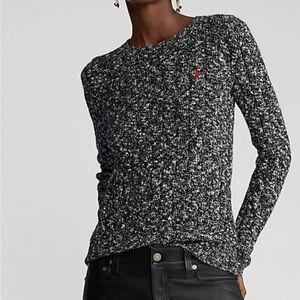 Ralph Lauren Black and Grey Cable Knit Sweater